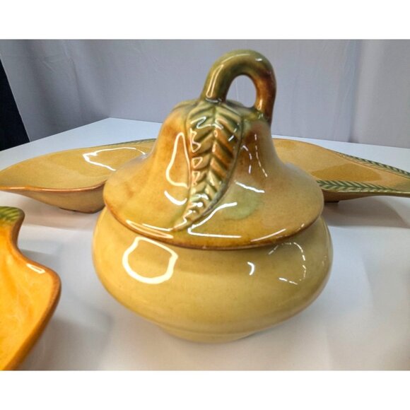 Vintage California Pottery USA 252 6 Piece Server  Pear Shaped  1950's - Picture 6 of 11